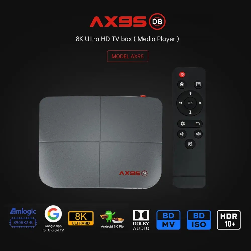 ТВ приставка 2020 AX95 DB Поддержка Dolby Android 9 0 Amlogic S905X3 MV BD ISO Dual Wifi 4K Google Player Youtube Smart TV