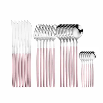 Pink Silverware Cutlery Set 24 Piece Tableware Stainless Steel Cutlery Dinnerware Set Mirror Knife Fork Spoon Set Gold Cutlery
Pink Silverware Cutlery Set 24 Piece Tableware Stainless Steel Cutlery Dinnerware Set Mirror Knife Fork Spoon Set Gold Cutlery