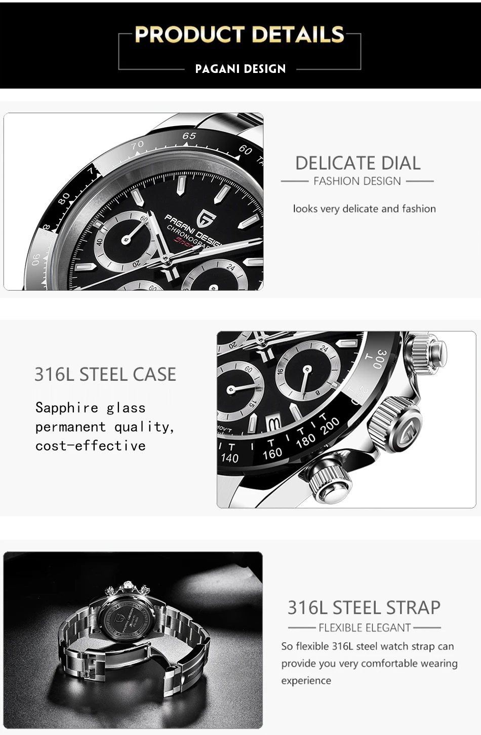Business Sapphire stainless steel Waterproof Sport Chronograph Watch Relogio Masculino Business Sapphire stainless steel Waterproof Sport Chronograph Watch Relogio Masculino