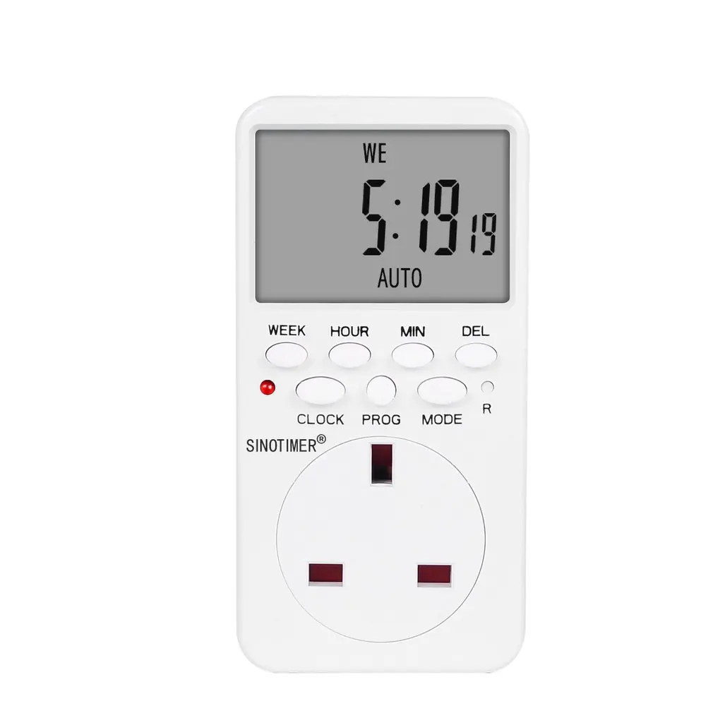 SINOTIMER TM519 7 Days Weekly LCD Digital Programmable Switch Socket Timer Plug Time Relay Switch Control EU/US/UK/IT/BR/IL
SINOTIMER TM519 7 Days Weekly LCD Digital Programmable Switch Socket Timer Plug Time Relay Switch Control EU/US/UK/IT/BR/IL