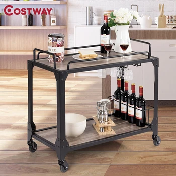 2 Tier Wood Kitchen Island Rolling Bar Serving Cart HW60711
2 Tier Wood Kitchen Island Rolling Bar Serving Cart HW60711