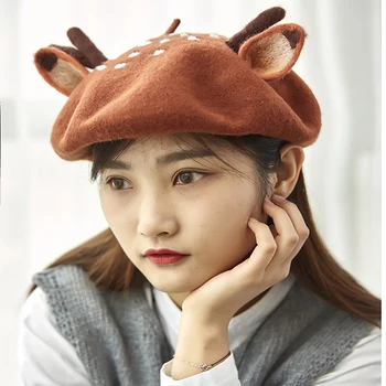 Cute Antler Ears Design Women Berets Retro Handmade Wool Hat Christmas Winter Wool Warm Beret For Girl Birthday Present Berets
Cute Antler Ears Design Women Berets Retro Handmade Wool Hat Christmas Winter Wool Warm Beret For Girl Birthday Present Berets