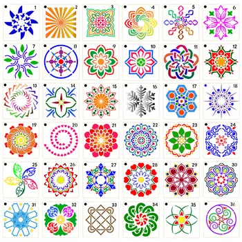 36pcs/set 90*90mm Mandala Painted Template DIY Craft Layering Stencills Spray Print Stone Inkjet Painting Creative Decoration
36pcs/set 90*90mm Mandala Painted Template DIY Craft Layering Stencills Spray Print Stone Inkjet Painting Creative Decoration