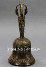 Frete grátis antigo bronze tibetano buda cabeça raro sino estátua(China)