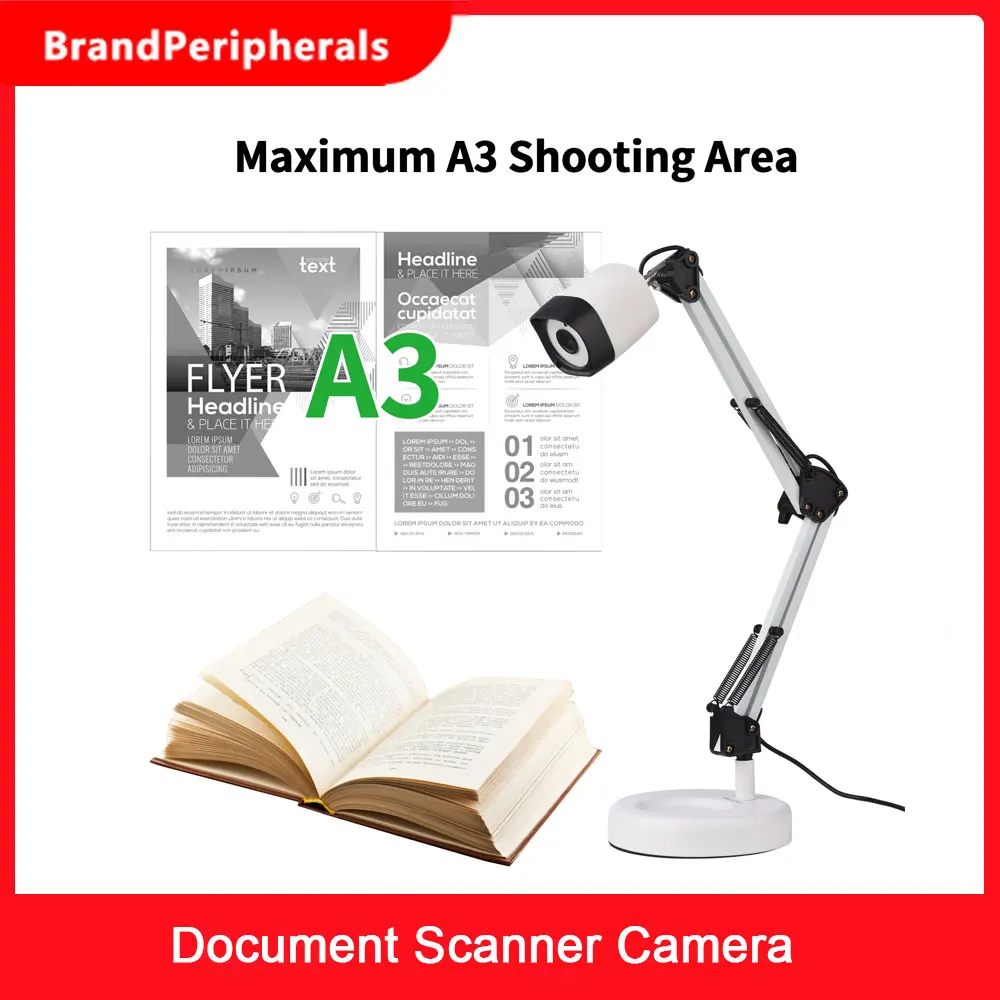 2 in 1 Document Scanner Camera & Webcam with Auto-Focus and LED Supplemental Light 8M HD A3 Scan Size for Online Teaching | Компьютеры