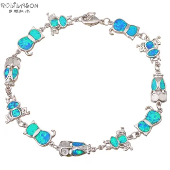 Cat Cute Wholesale & retail Blue fire Opal Stamped Silver Stamped Fashion Jewelry Bracelets nice gifts OB026
Cat Cute Wholesale & retail Blue fire Opal Stamped Silver Stamped Fashion Jewelry Bracelets nice gifts OB026