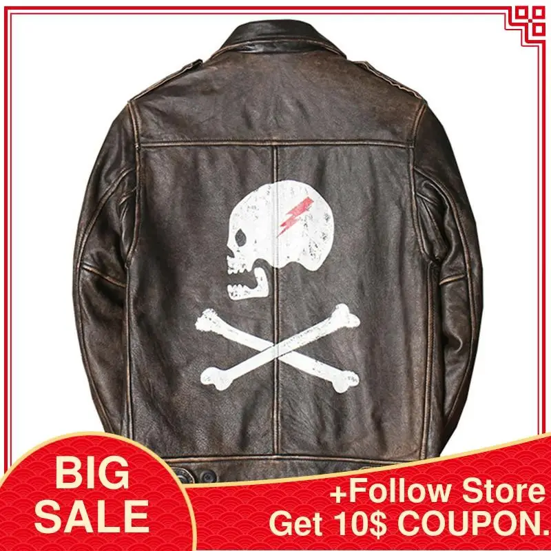 2020 Vintage Black Motorcycle Style Skulls Pattern Leather Jacket Plus Size XXXXL Genuine Cowhide Autumn Slim Fit Biker's Coat
2020 Vintage Black Motorcycle Style Skulls Pattern Leather Jacket Plus Size XXXXL Genuine Cowhide Autumn Slim Fit Biker's Coat