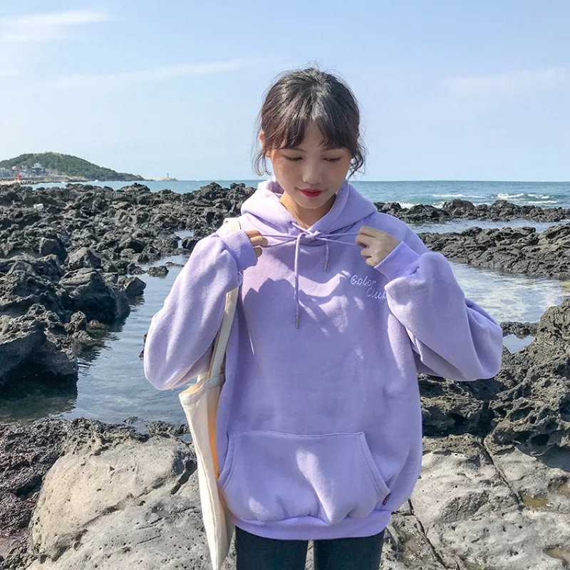 College Style Candy-Colored Embroidered Small Alphabet plus Velvet Hoodie Loose-Fit Korean-style 2019 New Style Fashion INS Pull
College Style Candy-Colored Embroidered Small Alphabet plus Velvet Hoodie Loose-Fit Korean-style 2019 New Style Fashion INS Pull