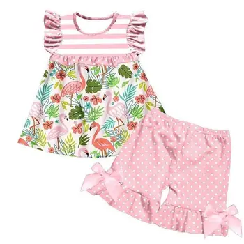 pink animal stripe top with short girl outfits 
pink animal stripe top with short girl outfits