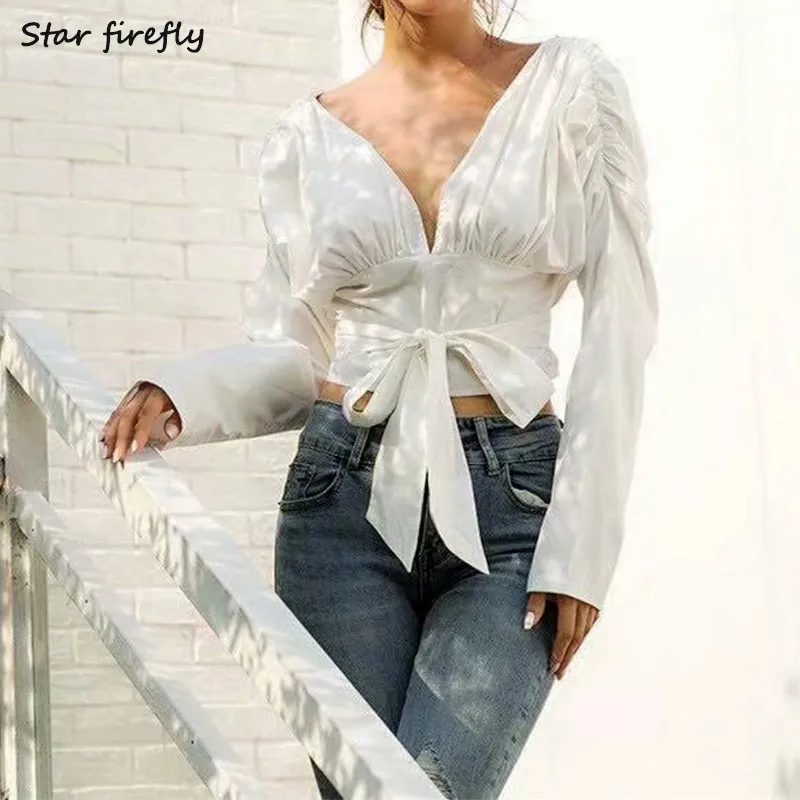 Star firefly 2019 Women's blouse Net Red Wrap Deep V Open Back White Long Sleeve blouse
Star firefly 2019 Women's blouse Net Red Wrap Deep V Open Back White Long Sleeve blouse