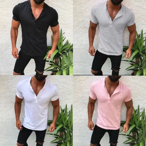 2019 Newest Jogger T Shirt Mens Slim Fit V Neck Short Sleeve Muscle Tee T-shirt Casual Tops Henley Shirts Elastic 
2019 Newest Jogger T Shirt Mens Slim Fit V Neck Short Sleeve Muscle Tee T-shirt Casual Tops Henley Shirts Elastic