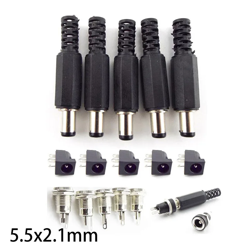 12V 5 5*2 1 мм DC Мужской Вилки DC022 DC099 Мощность гнездо со штекера на Гайка ходового