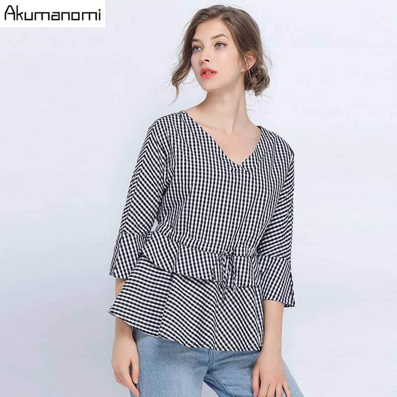 Autumn Spring Cotton Plaid Blouse Women Shirt 2019 Plus Size 5XL-l Hollow Out V-neck Three Quarter Sleeve Shirt Top Chemisier
Autumn Spring Cotton Plaid Blouse Women Shirt 2019 Plus Size 5XL-l Hollow Out V-neck Three Quarter Sleeve Shirt Top Chemisier