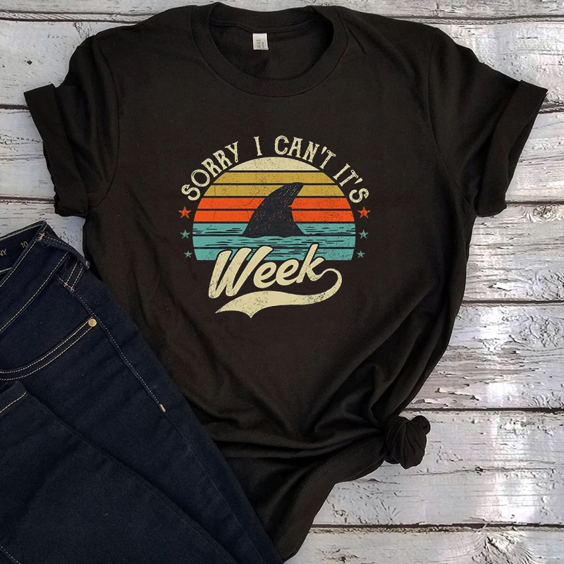 Funny Shark Shirts Women Graphic Tee Plus Size Tops 2020 Sorry I Can't, It's Week Funny Shark T Shirt Print Casual
Funny Shark Shirts Women Graphic Tee Plus Size Tops 2020 Sorry I Can't, It's Week Funny Shark T Shirt Print Casual