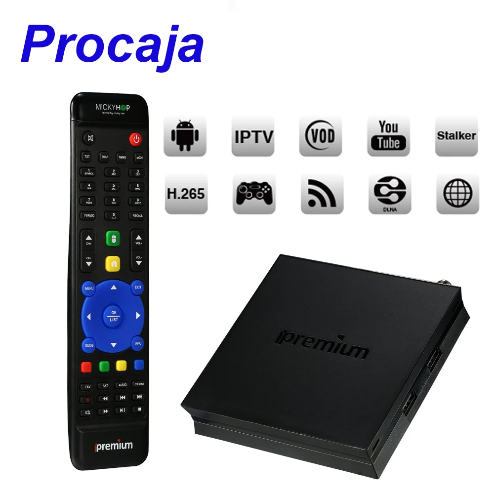 Procaja I7 OTT Android TV Box Smart TV Box DVB-S2 Satellite Receiver 1GB RAM 8GB ROM Quad Core Set top box Ulive Pro TV Box
Procaja I7 OTT Android TV Box Smart TV Box DVB-S2 Satellite Receiver 1GB RAM 8GB ROM Quad Core Set top box Ulive Pro TV Box