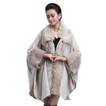 Fashion Women Furry Cape Knit Wrap Scarf Shawl Cape Coat With Luxury Faux Fur Collar Sweater 2019 
Fashion Women Furry Cape Knit Wrap Scarf Shawl Cape Coat With Luxury Faux Fur Collar Sweater 2019