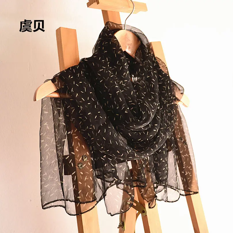 Natural silk diaphanous scarf printed black with dots wrap soft light very thin spring summer shawl chic gift for women or lady
Natural silk diaphanous scarf printed black with dots wrap soft light very thin spring summer shawl chic gift for women or lady
