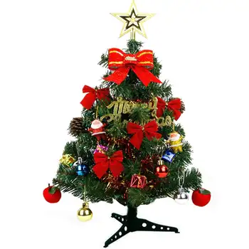 

New 30cm/45cm/60cm Height Artificial Plastic Christmas Pine Tree with Led string light Tabletop Ornaments Gift
