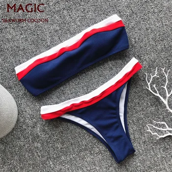 Blue White Contrast Stitching Design Bikini Set Bandeau Top Swimsuit Women Two Piece Set Swimwear Low Waist Girls Bathing Suit
Blue White Contrast Stitching Design Bikini Set Bandeau Top Swimsuit Women Two Piece Set Swimwear Low Waist Girls Bathing Suit