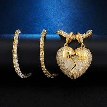 US7 Broken Heart with Key Pendant&Necklaces Gold Silver Color Cubic Zircon Necklace Hip Hop Men's Jewelry Gift
US7 Broken Heart with Key Pendant&Necklaces Gold Silver Color Cubic Zircon Necklace Hip Hop Men's Jewelry Gift