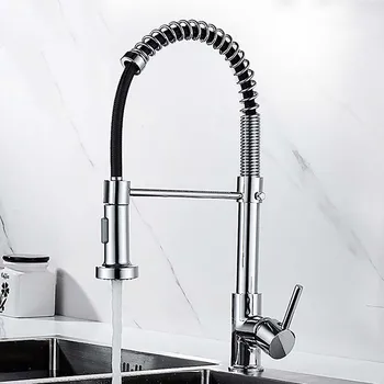 Chrome Kitchen Sink Faucets Brass Single Lever Pull Down Spring Spout Mixers Tap Hot Cold Water Crane for Kitchen Accessories
Chrome Kitchen Sink Faucets Brass Single Lever Pull Down Spring Spout Mixers Tap Hot Cold Water Crane for Kitchen Accessories