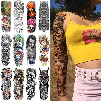 Sleeve temporary tattoo sticker Koi full arm tattoo dragon Flower skull Ink Waterproof Fake Tattoo Sleeve tattoo for women
Sleeve temporary tattoo sticker Koi full arm tattoo dragon Flower skull Ink Waterproof Fake Tattoo Sleeve tattoo for women