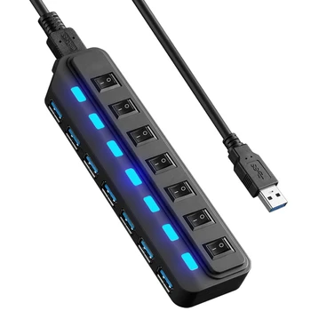 USB Hub 3.0 Splitter,7 Port USB Data Hub with Individual On/Off Switches and Lights for Laptop, PC, Computer
USB Hub 3.0 Splitter,7 Port USB Data Hub with Individual On/Off Switches and Lights for Laptop, PC, Computer