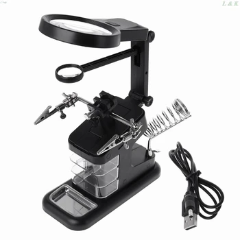 Multifunctional 3X/4.5X/25X Welding Magnifying Glass LED Light Auxiliary Clip Loupe Desktop Magnifier Soldering Iron Repair Tool
Multifunctional 3X/4.5X/25X Welding Magnifying Glass LED Light Auxiliary Clip Loupe Desktop Magnifier Soldering Iron Repair Tool