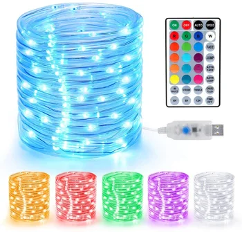 RGB LED Lighting Strings with Remote Control USB Port Waterproof 100led Christmas Decoration Copper Wire Lights Strings 2020 HOT
RGB LED Lighting Strings with Remote Control USB Port Waterproof 100led Christmas Decoration Copper Wire Lights Strings 2020 HOT