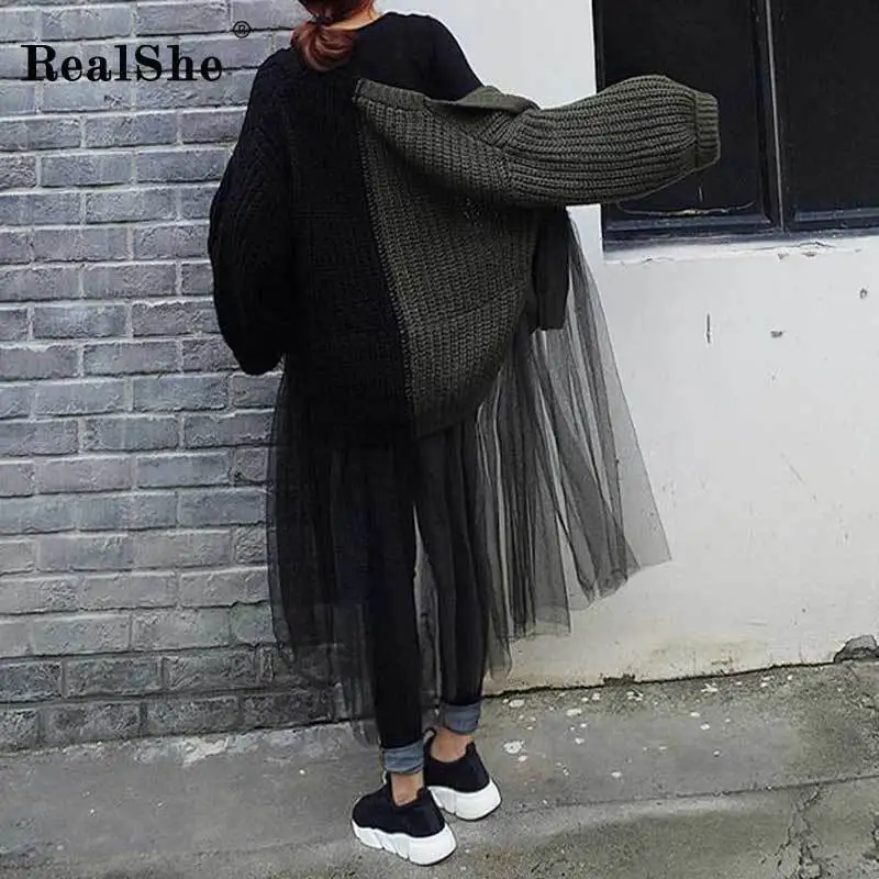 RealShe Long Cardigan Women Full Sleeve Patchwork Mesh Sweters Cardigan for Women Winter Spring Casual Cashmere Sweater Women
RealShe Long Cardigan Women Full Sleeve Patchwork Mesh Sweters Cardigan for Women Winter Spring Casual Cashmere Sweater Women