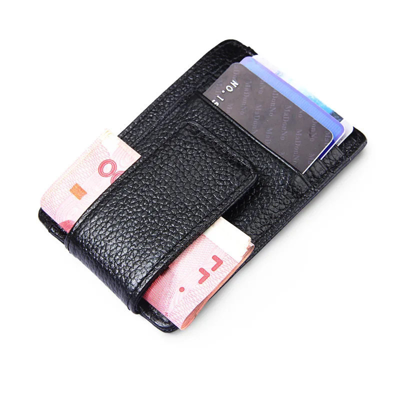 

Slim RFID Blocking Genuine Leather ID Card Holders Fashion Men's Women's Wallets Coin Purses Dollar Bill Money Clip Case