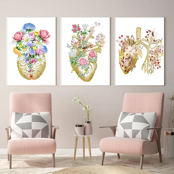 

Anatomical Organ Vintage Poster Human Anatomy Print Painting Brain Heart Lung Anatomy Poster Wall Art Picture Medical Room Decor