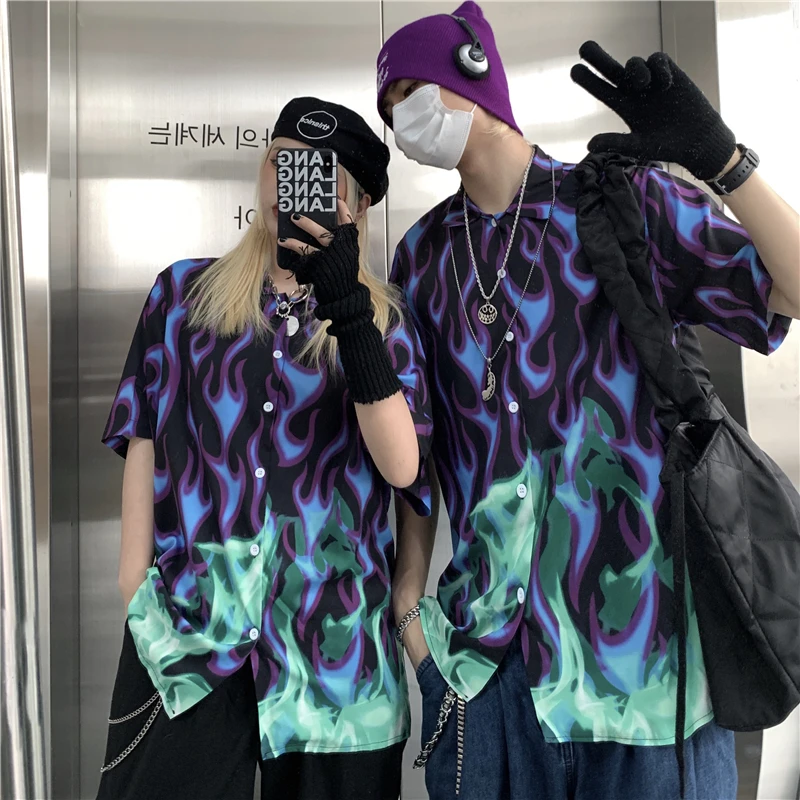 Plus Size Harajuku Blouses Men Male Blue Fire Printing Shirts High Street Punk Hip Hop Harajuku Summer Tops Short Sleeve Blusas
Plus Size Harajuku Blouses Men Male Blue Fire Printing Shirts High Street Punk Hip Hop Harajuku Summer Tops Short Sleeve Blusas