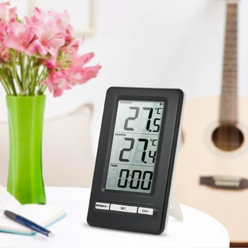 LCD Digital Wireless Thermometer Indoor and Outdoor Temperature Measurement C/F Max/Min Value Display 12H/24H Clock
LCD Digital Wireless Thermometer Indoor and Outdoor Temperature Measurement C/F Max/Min Value Display 12H/24H Clock