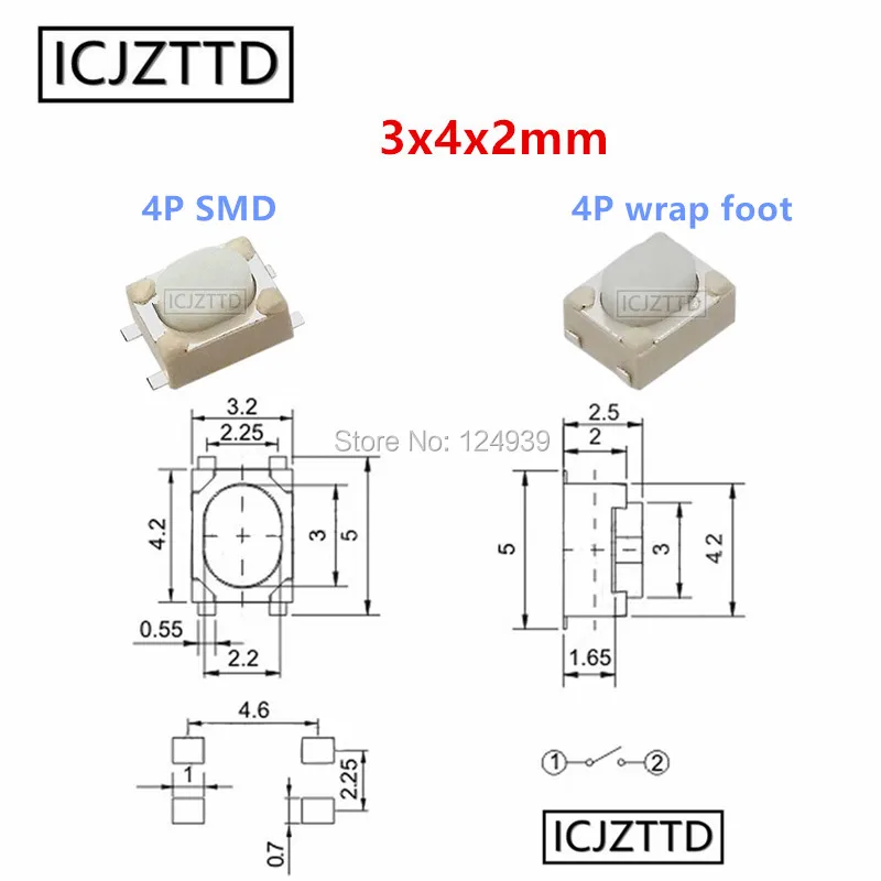 20 шт. 3x4x2,5 мм 4P SMD 3*4*2,5 мм 4P оберточная нога белый микро переключатель кнопочный переключатель 3x4 мм 3*4
20 шт. 3x4x2,5 мм 4P SMD 3*4*2,5 мм 4P оберточная нога белый микро переключатель кнопочный переключатель 3x4 мм 3*4