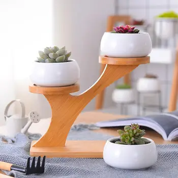 3pcs Ceramic Flower Pots Planters with Bamboo Shelf Rack Succulent Plant Flower Pot Holder Planter Desktop Ornement Home Decor
3pcs Ceramic Flower Pots Planters with Bamboo Shelf Rack Succulent Plant Flower Pot Holder Planter Desktop Ornement Home Decor