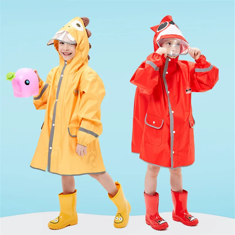 

Kids Raincoat Overalls Waterproof Cartoon Dinosaur Design Children Outerwear For Boys Girls 90-145CM Jumpsuit Rainwear TX100