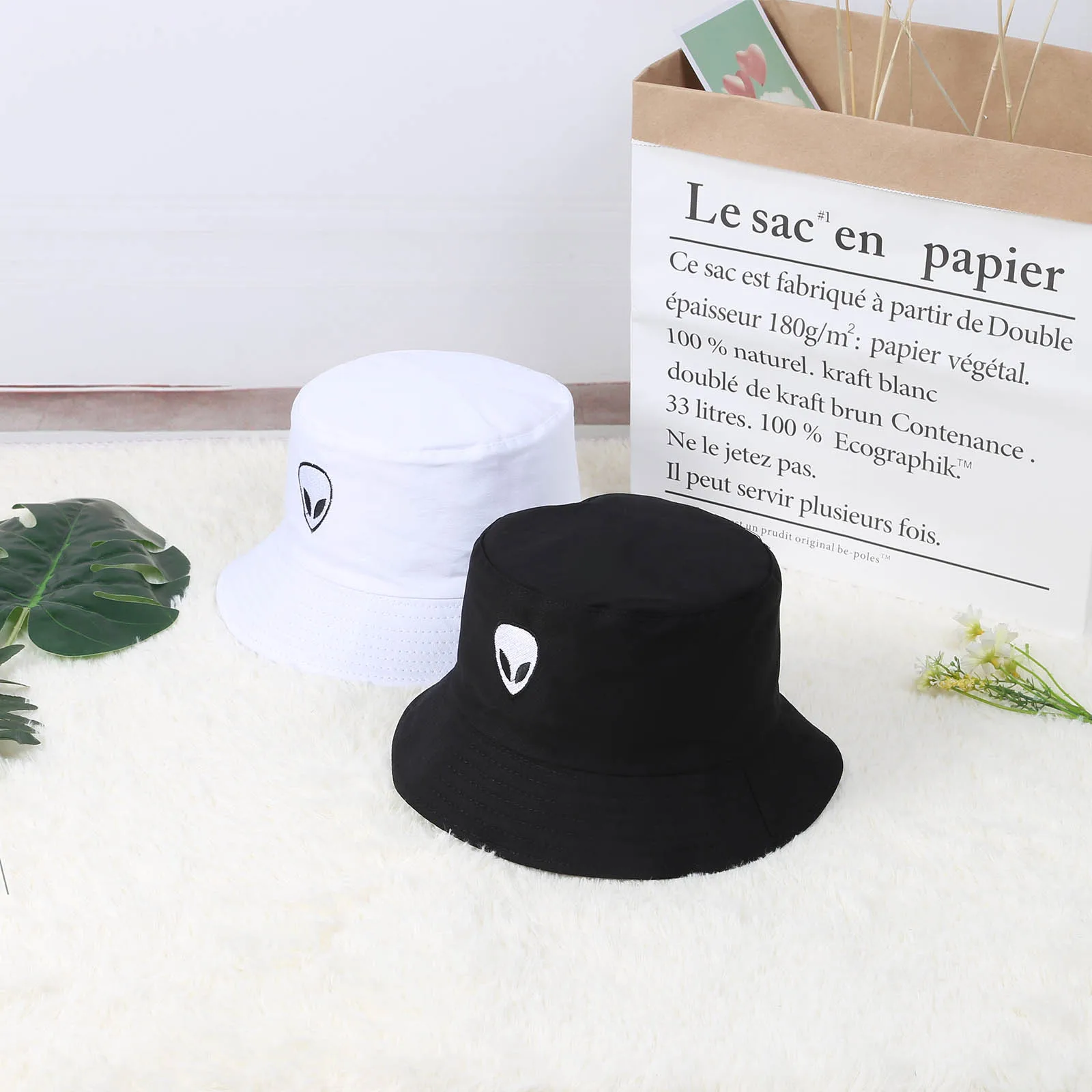 Панама с вышивкой инопланетянин в стиле унисекс однотонная пляжная шляпа от