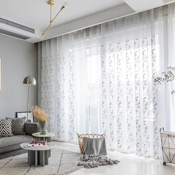 Pastoral Simplicity Small Green Leaves Embroidered Window Screens Sheer Tulle Curtains For living room bedroom curtains M199&30
Pastoral Simplicity Small Green Leaves Embroidered Window Screens Sheer Tulle Curtains For living room bedroom curtains M199&30