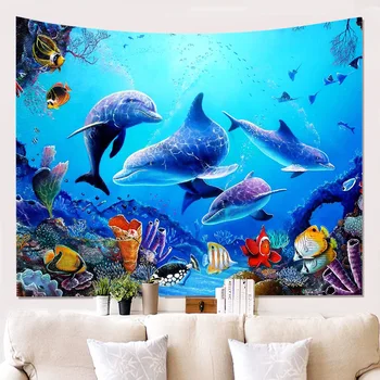Dolphin Wall Cloth Hanging Cloth Background Tapestry Underwater World Landscape Living Room Balcony Hallway Bathroom Wall
Dolphin Wall Cloth Hanging Cloth Background Tapestry Underwater World Landscape Living Room Balcony Hallway Bathroom Wall