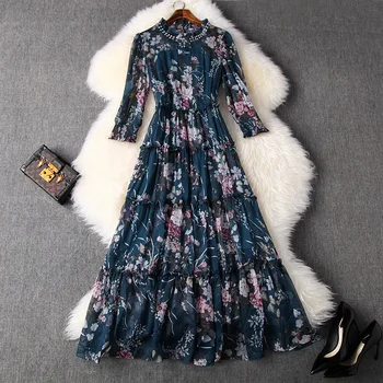 Women summer dress new 2020 lantern sleeve diamonds beading ruffles floral print elegant chiffon long dresses blue
Women summer dress new 2020 lantern sleeve diamonds beading ruffles floral print elegant chiffon long dresses blue