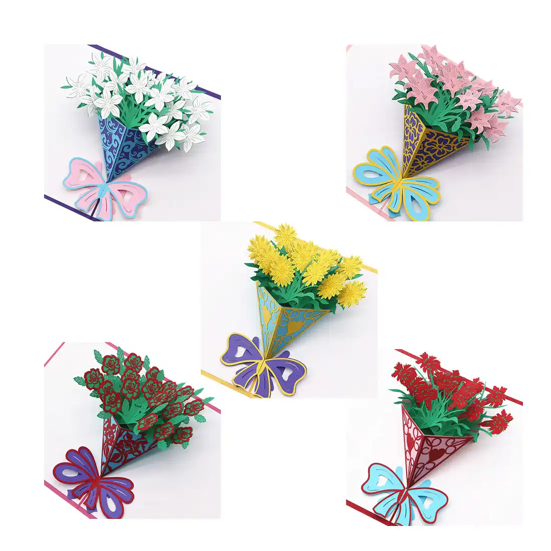 flower pop up wedding three-dimensional greeting card blessing