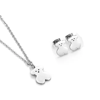 Stainless Steel Bear Pendant Necklace Earrings Sets Heart Clover Cross Bear Charm Necklace Jewelry Sets for Women
Stainless Steel Bear Pendant Necklace Earrings Sets Heart Clover Cross Bear Charm Necklace Jewelry Sets for Women