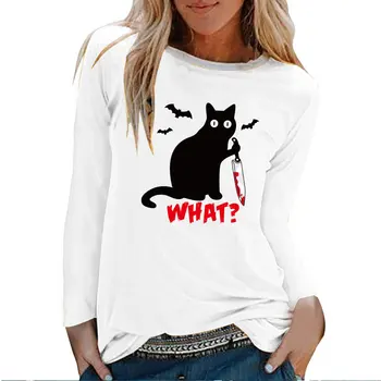 Cat Knife Bats What Print Long Sleeve Top Women Autumn Winter Graphic Tee Gothic Shirts for Women White O Neck Clothing Female
Cat Knife Bats What Print Long Sleeve Top Women Autumn Winter Graphic Tee Gothic Shirts for Women White O Neck Clothing Female