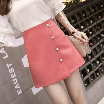 2019 Summer Wear New Style Korean-style Fashion High-waisted Single Breasted Irregular Slit A- line Skirt Short Skirt G 
2019 Summer Wear New Style Korean-style Fashion High-waisted Single Breasted Irregular Slit A- line Skirt Short Skirt G