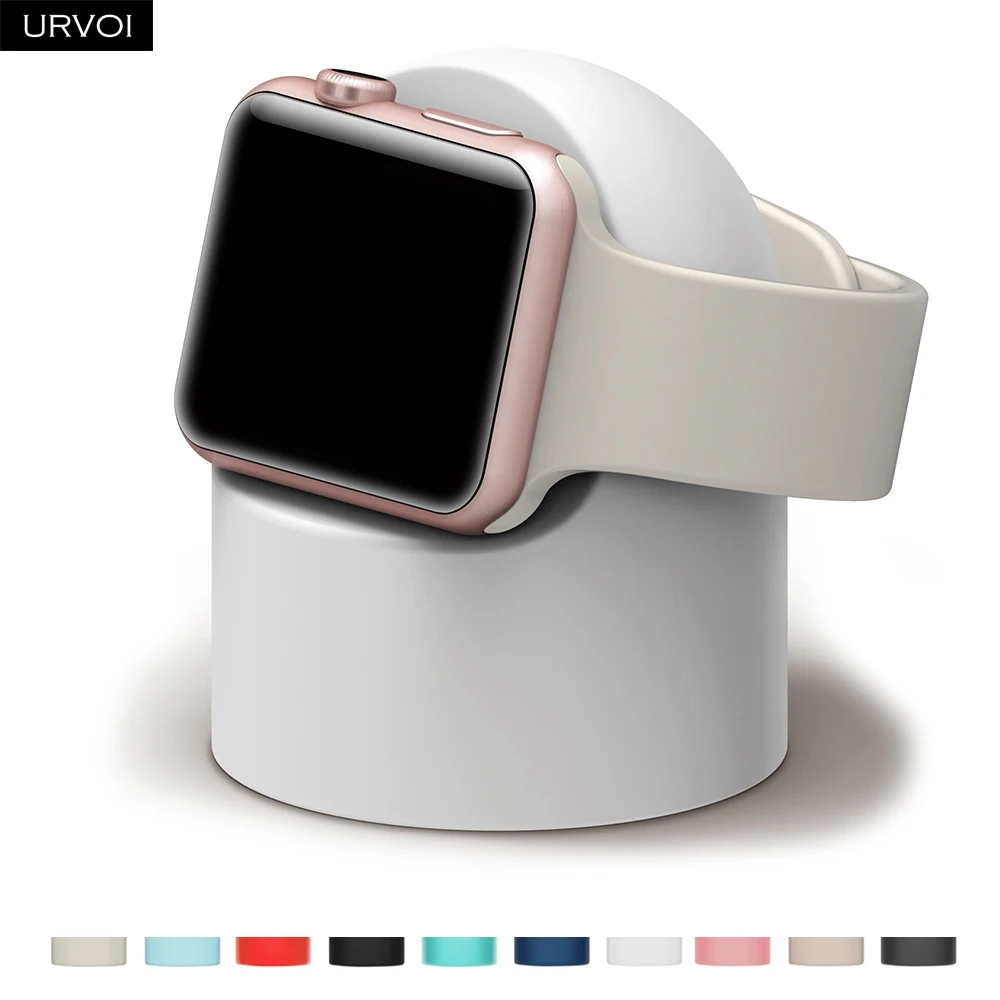 Держатель URVOI для apple watch series 6 SE 5 4 3 21 подставка часов ночник силиконовая домашняя