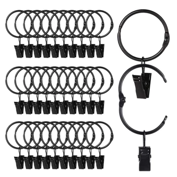36Pcs Openable Curtain Rings with Clips,Rustproof Vintage Decorative Drapery Eyelet Curtain Rods Hangers Ring-Black
36Pcs Openable Curtain Rings with Clips,Rustproof Vintage Decorative Drapery Eyelet Curtain Rods Hangers Ring-Black
