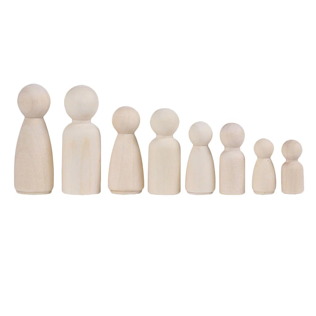 Family of 12 Wood Peg Dolls Wooden Figures People DIY Craft Kid Birthday Toy Family of 12 Wood Peg Dolls Wooden Figures People DIY Craft Kid Birthday Toy