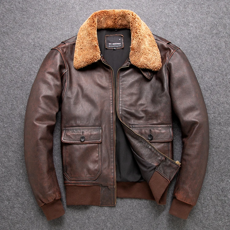 Free shipping.Classic G1 bomber,mens outdoor cowhide coat,vintage leather Jackets,man genuine Leather jacket.Brown outwear 
Free shipping.Classic G1 bomber,mens outdoor cowhide coat,vintage leather Jackets,man genuine Leather jacket.Brown outwear