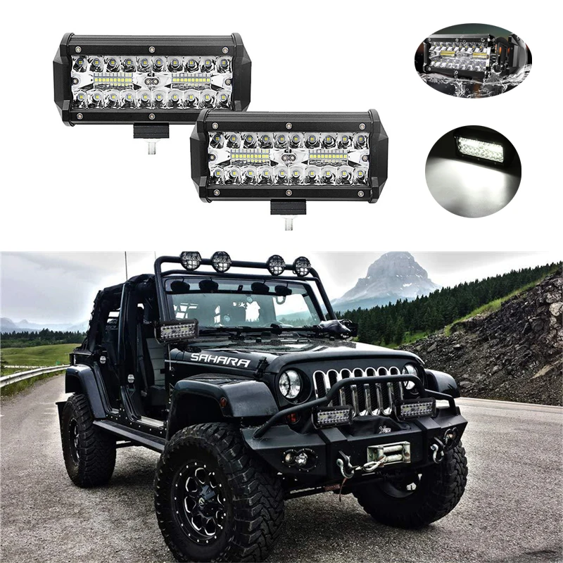 

7" 120W LED Car Work Light Bar 12V 40LED Universal Spot Flood Combo Worklight 6500K 3030SMD Waterproof Offroad Driving Light